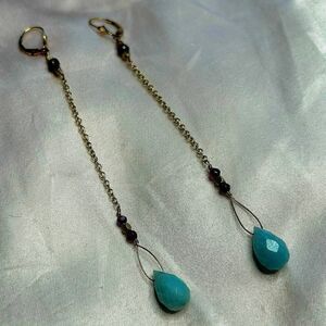 Vintage 1/20 14K Goldfilled & Turquoise Glass Statement Dangle Earrings